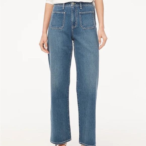J. Crew Curvy wide leg patch pocket jean in all-day stretch - Picture 1 of 9